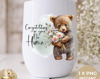 New Home PNG File: First Home Clipart for Sublimation, Teddy Bear (INSTANT DOWNLOAD) - BZ123