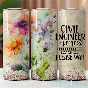 Civil Engineer Floral 20oz Tumbler Sublimation Design (Digital Download)