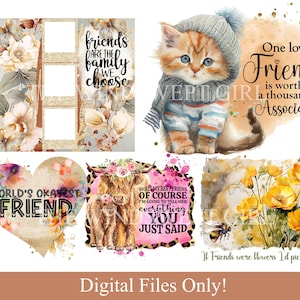 Friend Clipart in PNG Format for Sublimation, Friendship Clipart, Bestie Printables, Instant Download, Gift For Friend, Best Friends - BZ006