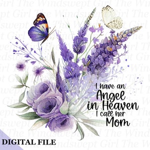 Tengo un ángel en el cielo, la llamo mamá PNG, obsequio funerario, clipart conmemorativo, imprimibles de simpatía, sublimación de recuerdo, en memoria amorosa