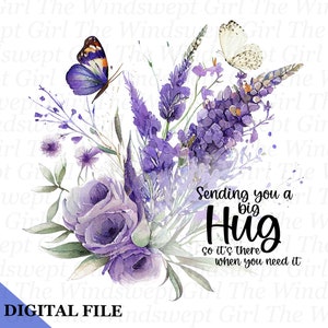 Invio di abbracci Clipart, grafica di sublimazione di abbracci, download digitale istantaneo, invio di abbracci, file PNG di abbracci, sfondo trasparente, abbraccio floreale