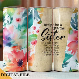 Gobelet à sublimation soeur 20 oz, gobelets skinny sans couture, téléchargement immédiat, produits à imprimer soeur, clipart soeur, impressions murales, usage commercial