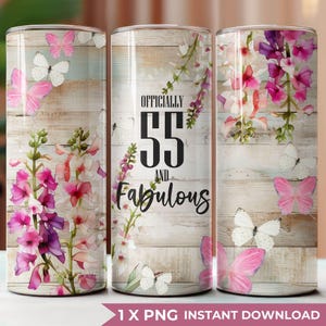 Utskrivbar tumbler för 55-årsdag: Sublimeringsdesign (DIREKT NEDLADDNING) - BZ006