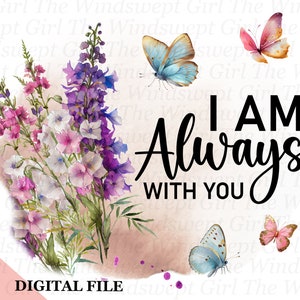 PNG-bestand voor herdenking: Sympathy Flowers & Butterflies (digitale download)