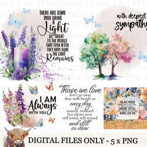 Dans la mémoire des cliparts, fichiers PNG commémoratifs, perte d'un être cher Sublimation, téléchargement immédiat, deuil, idées de cartes de sympathie - BZ016