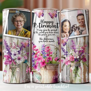 Gobelet mince 20 oz en sublimation, gobelets à la retraite, téléchargement immédiat, gobelet transparent, cadeau de retraite photo, imprimable