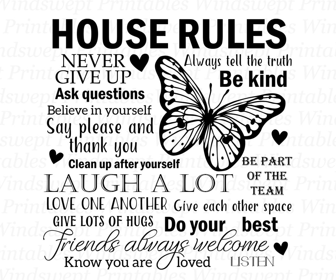 House Rules Clipart, Instant Download, DIGITAL, Sublimation, Waterslide