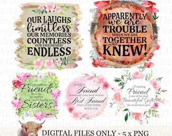 Friendship PNG Clipart Bundle: Bestie Sublimation Graphics (Instant Download)