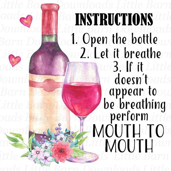 Wine instructions png, wine transfers, wine print, sublimation graphics, kitchen sublimation, wine sublimation, waterslide designs