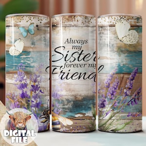 Immer meine Schwester, für immer mein Freund 20 Unzen Skinny Tumbler PNG Sublimation, Becher Design, Instant Download, nahtlose Becher, Schwester Becher