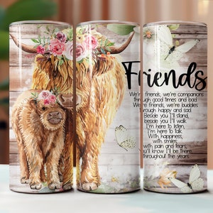 Beste Freunde 20 Unzen Skinny Tumbler DIGITAL Design, Freunde Sublimation Download, nahtlose Becher, Freund Becher, Bestie Becher, Kühe
