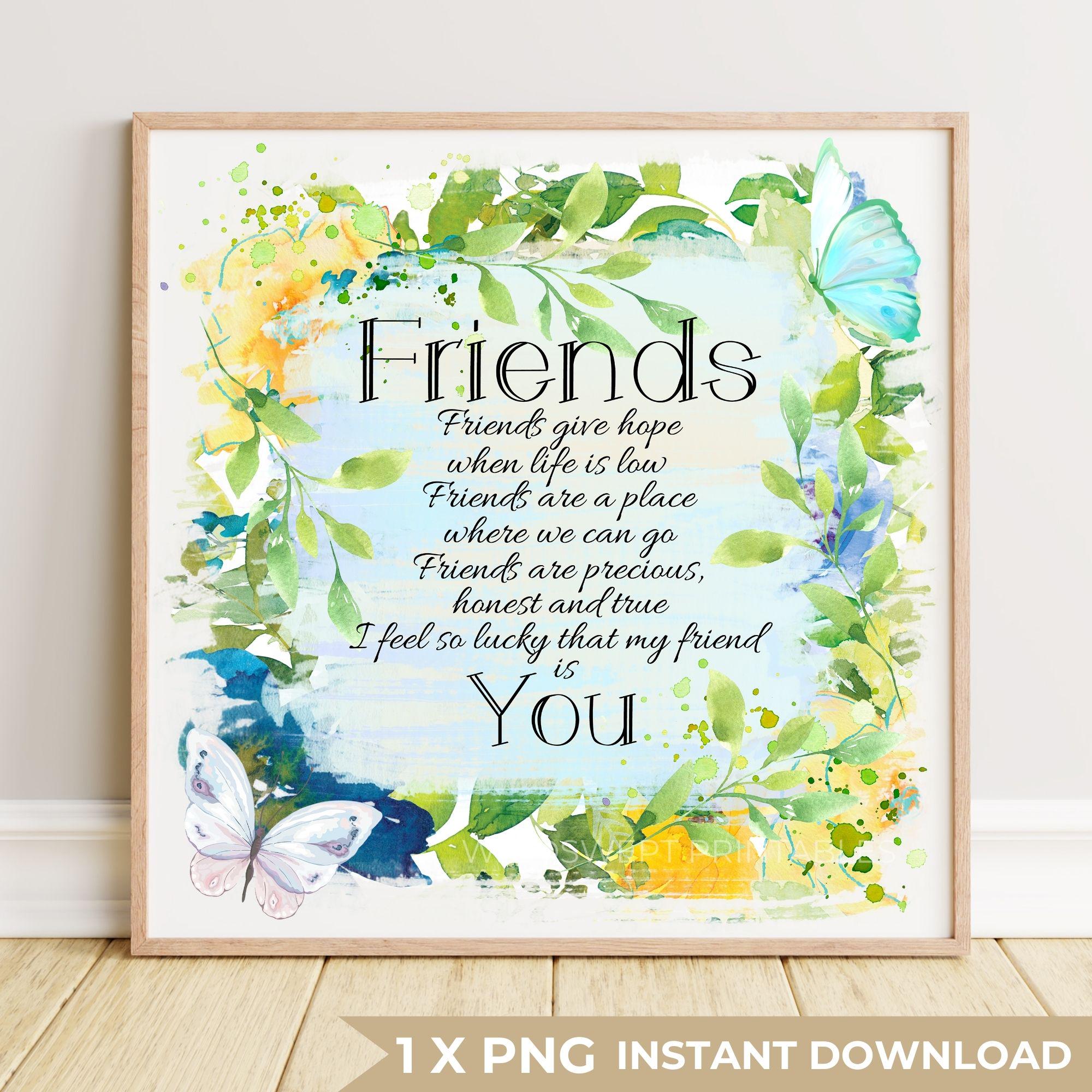Friendship Hope Friends Give Hope Clipart: Floral Friendship PNG File (PRINTABLE ...