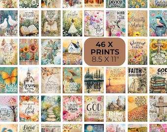 Christian Clipart: Scripture PNG Bundle, Tumblers, Wall Prints, Journal Pages (PRINTABLE) - BZ061