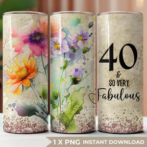 Design av 40-årsdagsglas: Vildblommor (DIREKT NEDLADDNING) - BZ003