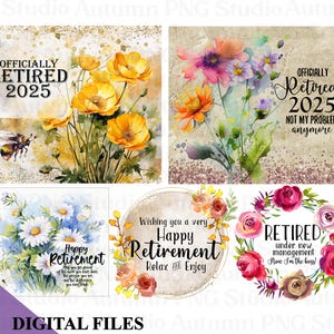 Clipart retraite, gobelets à sublimation PNG, cadeaux de retraite, téléchargement immédiat, produits à imprimer retirés, utilisation commerciale PNGs, 2025 - BZ007