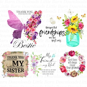 Freund Bundle PNGS, Sublimations Freunde Bundle, digitale Wasserschiebefolien, Freundschaft Clipart, PNG Bundles, Bestie Transfers, Abziehbilder - BZ006