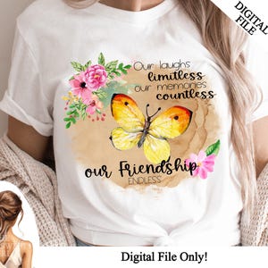 Amis fichier PNG pour sublimation, nos rires sans limites, nos souvenirs innombrables PNG, cadeau imprimable pour bestie, téléchargement immédiat, art mural
