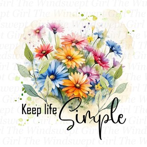 Imágenes prediseñadas de Keep Life Simple, PNG de espíritu libre, gráficos de sublimación, florales, imágenes prediseñadas de alma salvaje, imprimibles de vida sencilla, bohemio, descarga instantánea