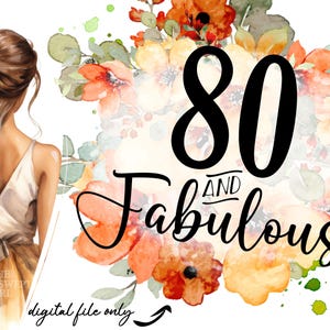 80 und fabelhafte Sublimationsdatei im PNG-Format, 80. Geburtstag Clipart, Hallo 80, druckbare Sublimationsgrafiken, digitale Transferdateien
