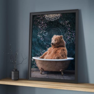 Bear in Bath Print, Bear Print, Bear Poster, Bear Art Print, Wall Art