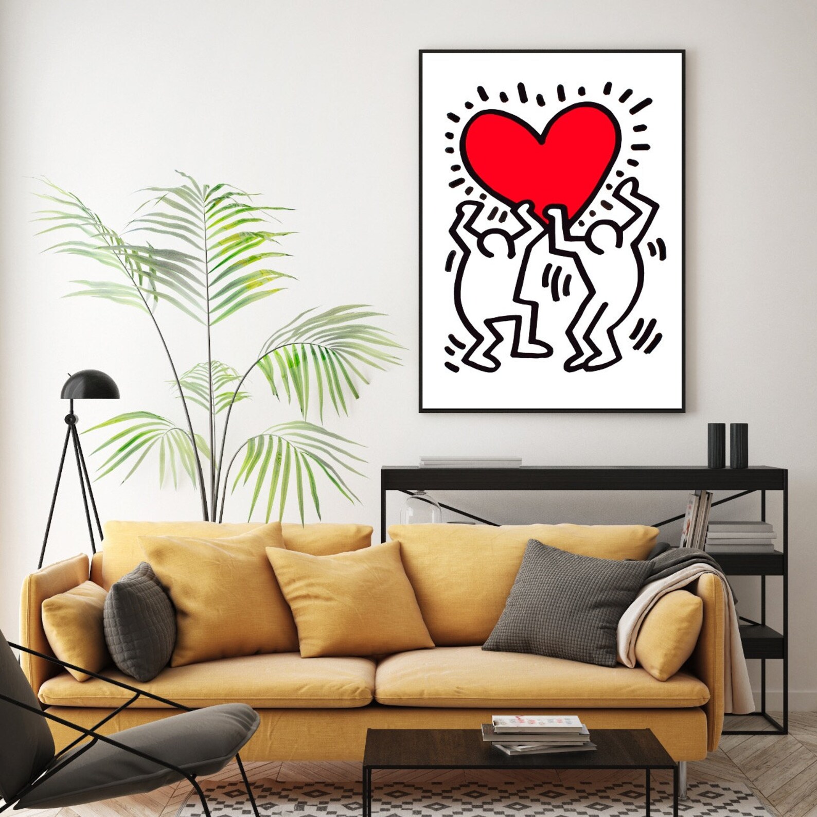 Keith Haring Print Keith Haring Heart Print Wall Art Home Etsy