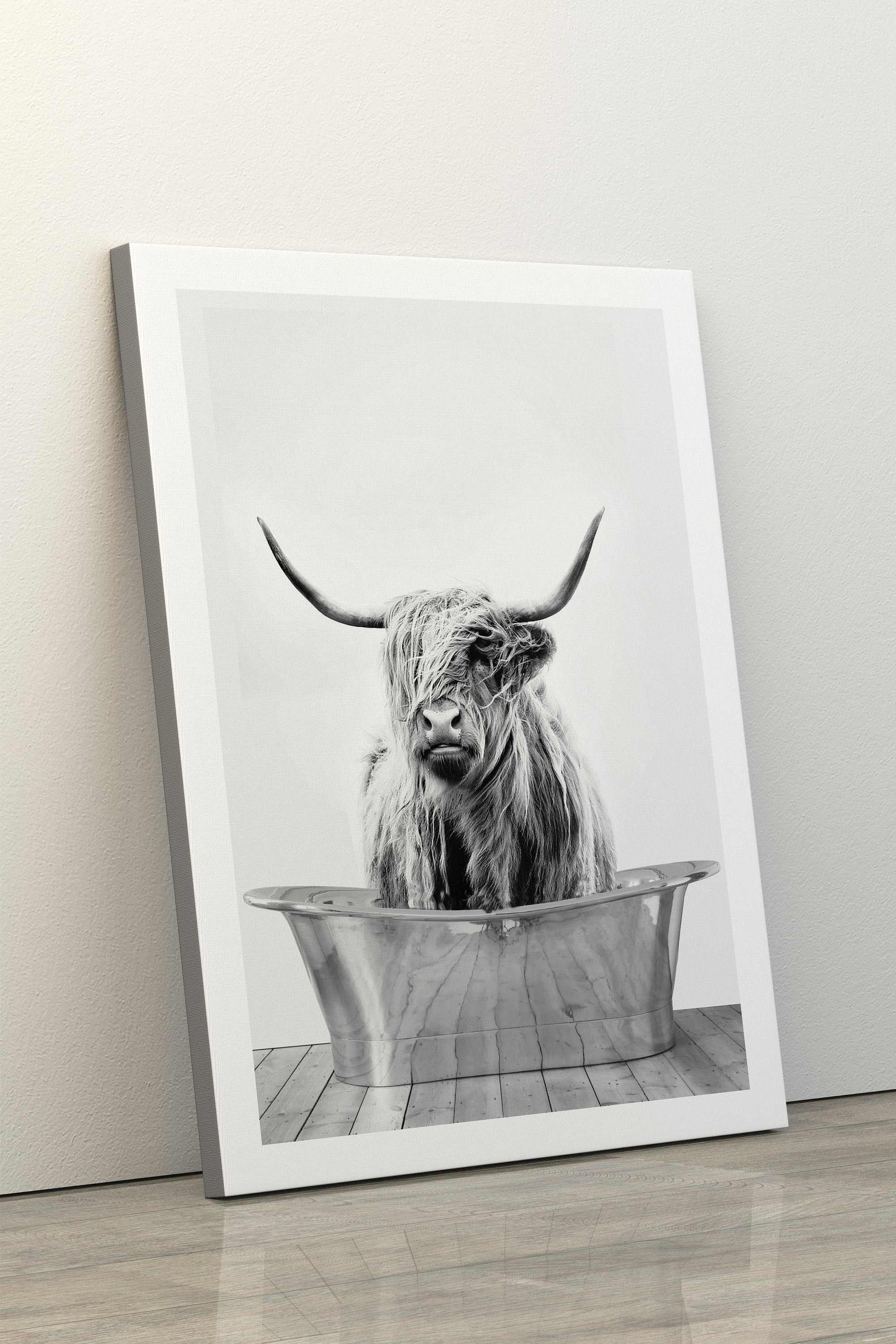 Cow in Bath Canvas Art Print Ready to Hang Printed Canvas Etsy