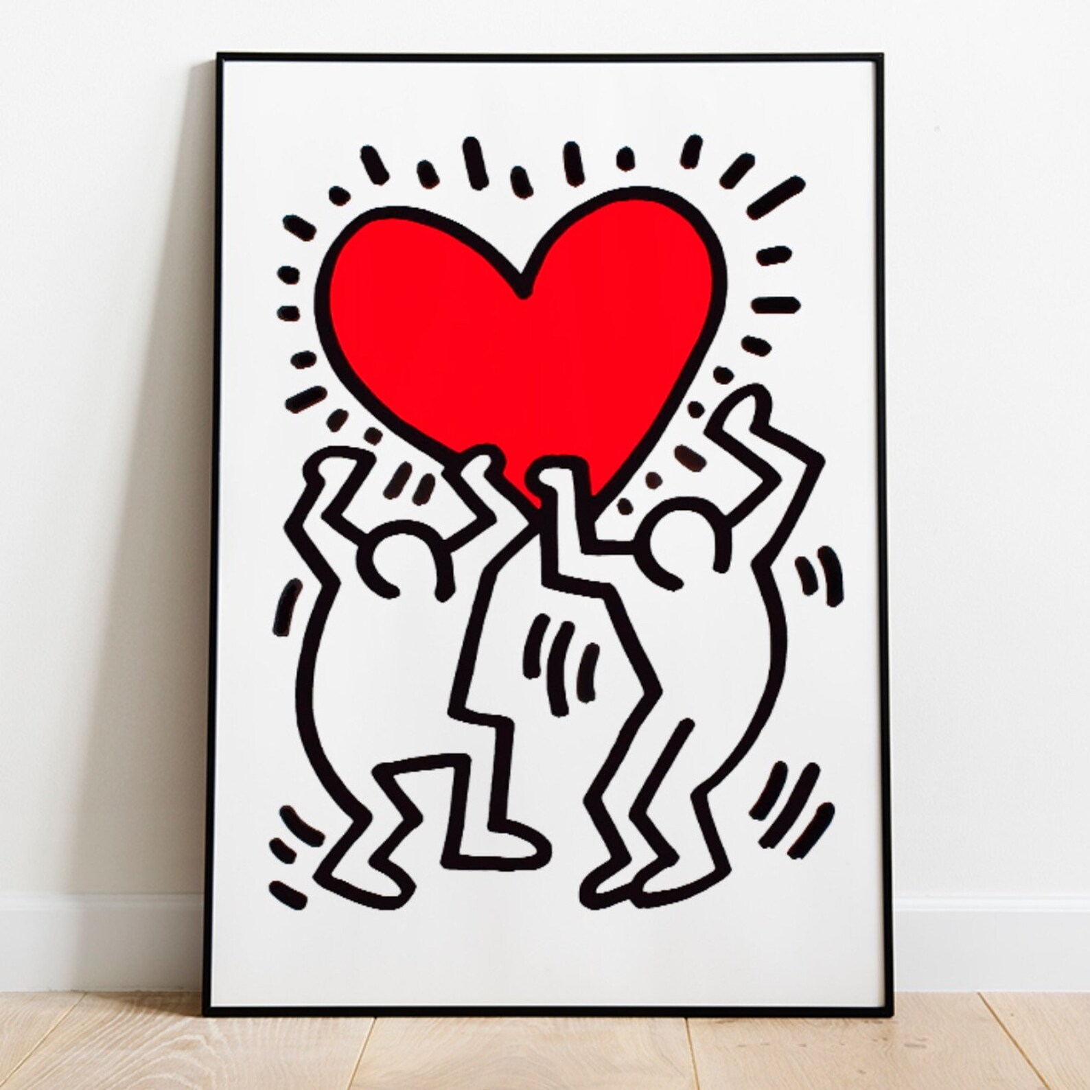 Keith Haring Print Keith Haring Heart Print Wall Art Home Etsy