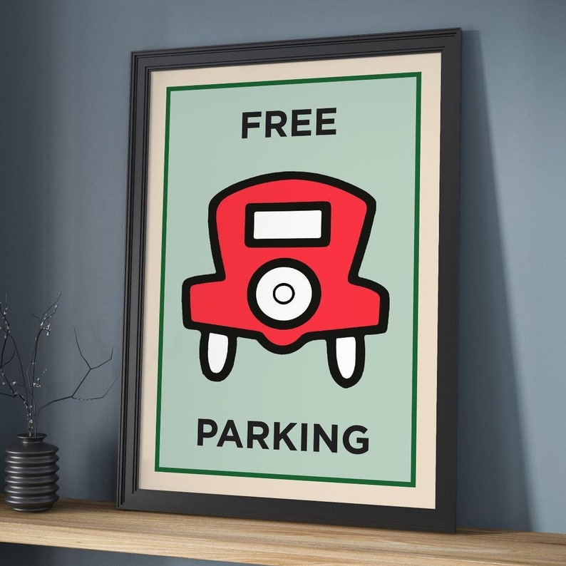 Free Parking Monopoly Inspired Art Print Home Decor Art Print Etsy