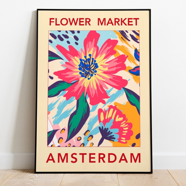 Flower Market Art Print Amsterdam Flower Print Flower Wall Etsy UK