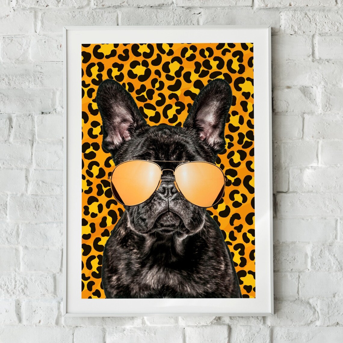 Bulldog in Glasses: a Stylized Portraiture Illustration Near the Ocean