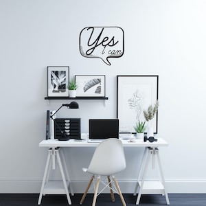 Yes I Can, Metal Wall Art, Motivational Wall Art, Metal Wall Decor, Metal Wall Sign, Unique Gifts, Home Office, Gift Ideas, Minimalist Decor