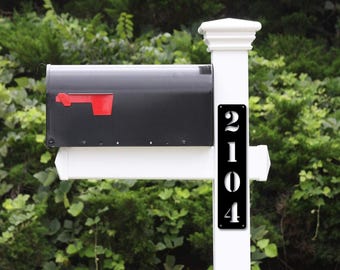 Custom Vertical Metal House Number Sign: Modern Mailbox Address