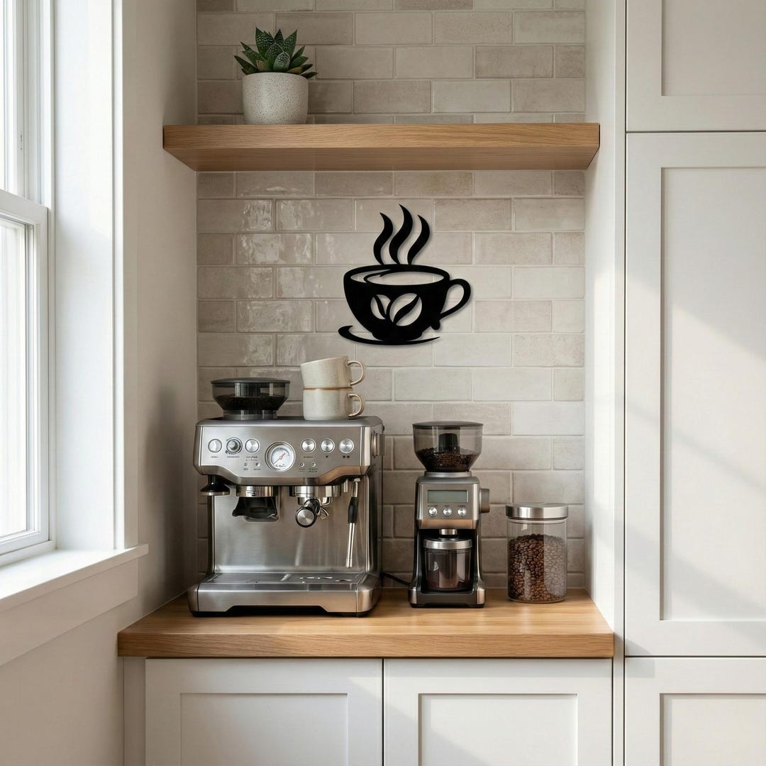 Coffee Cup Metal Sign for Coffee Bars, Rustic Kitchen Accent, Cafe ...