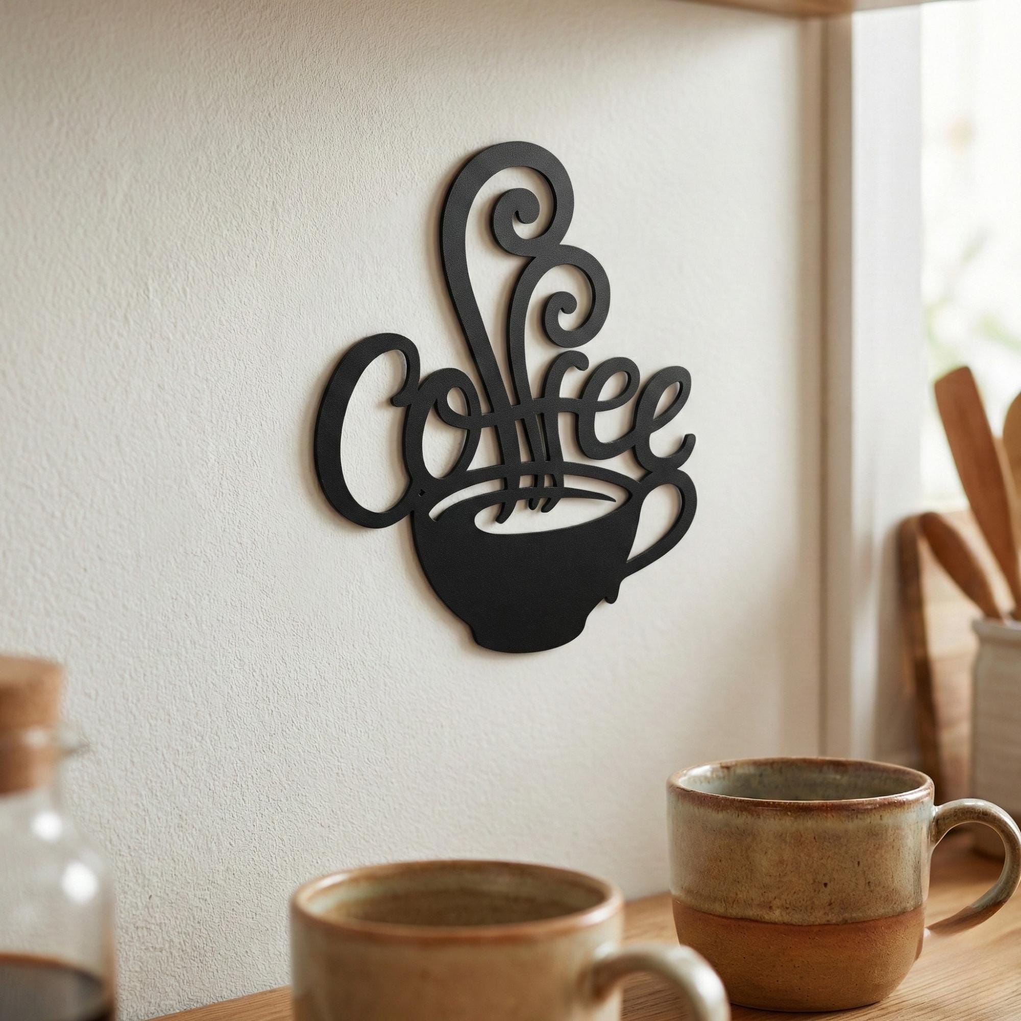 Coffee Cup Metal Sign - Rustic Cafe and Kitchen Decor - Etsy