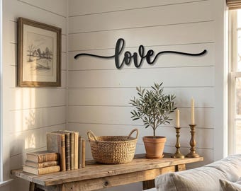 Minimalist Love Script Decor, Romantic Word Sign, Modern Home Accent