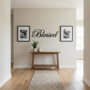 Blessed Script Sign: Farmhouse Style Wall Decor (Black Metal)