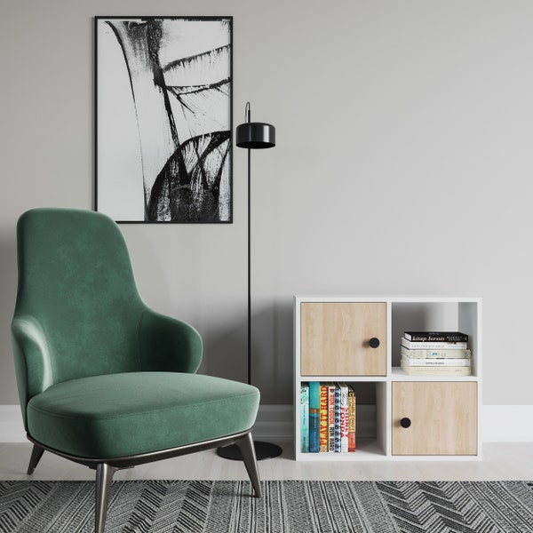 Bookcase With Doors Etsy