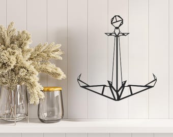Geometric Anchor Metal Wall Art: Nautical Home Decor