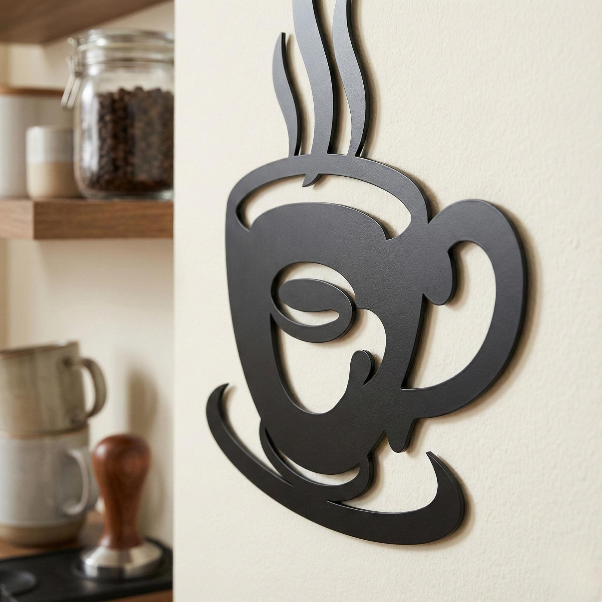 Coffee Cup Metal Sign for Rustic Kitchen Coffee Bar, Cafe Style Accent ...