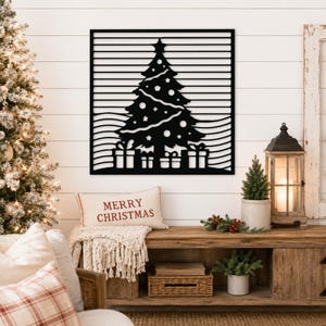 Christmas Tree Metal Wall Art, Holiday Wall Decor Sign