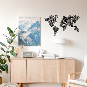 Tribal Metal Wall Art, Metal Wall Decor, World Map, Housewarming Gift, Steel World Map, Carte Du Monde, Home Office Decoration, Gift Ideas