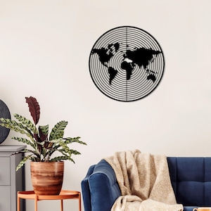 Abstract World Map Metal Wall Art: Contemporary Indoor/Outdoor Decor