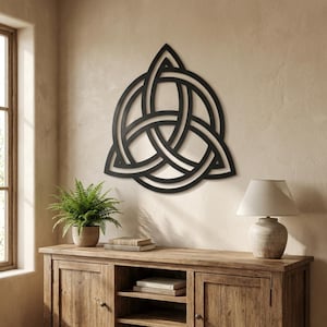 Nudo celta, símbolo de la Trinidad, decoración minimalista irlandesa, decoración geométrica moderna para el hogar.