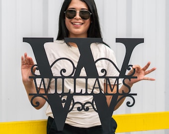 Personalized Metal Monogram Sign, Last Name, Housewarming Gift