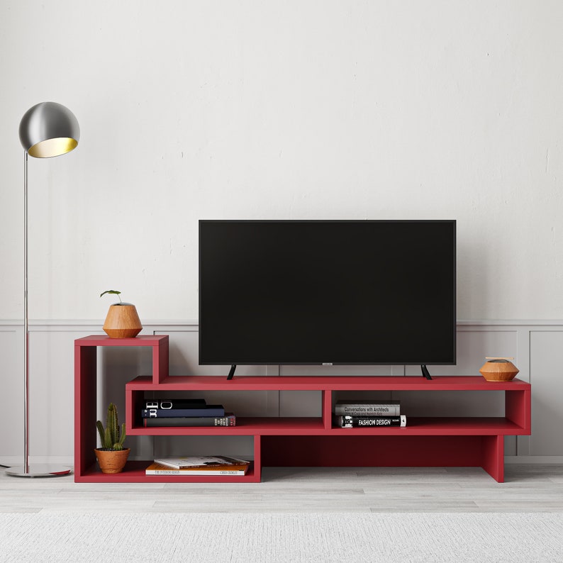 Madison Tv Stand Exhibition Shelves Modern Tv Stand Oak Etsy