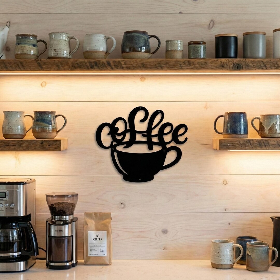 Coffee Cup Metal Wall Sign | Small Bar Accent | Handcrafted Steel ...