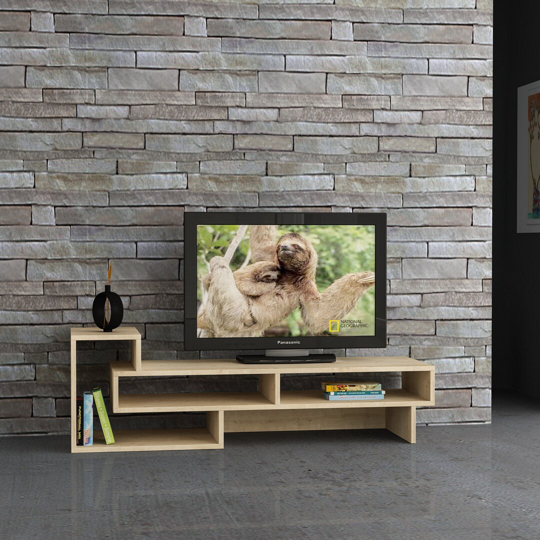 Frances Tv Stand Exhibition Shelves Modern Tv Stand Oak Etsy