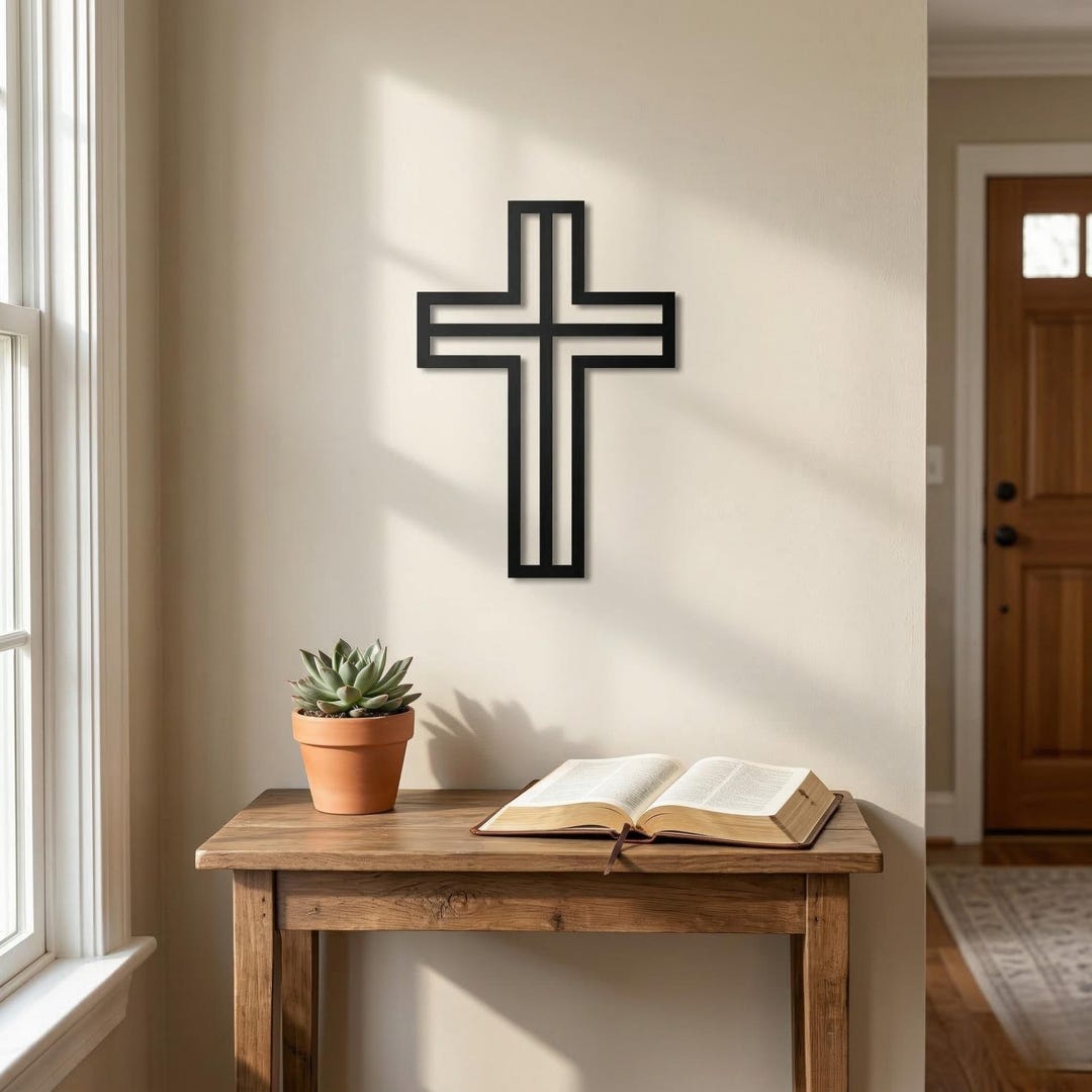Christian Cross Sign, Modern Faith Decor, Minimalist Religious Home ...
