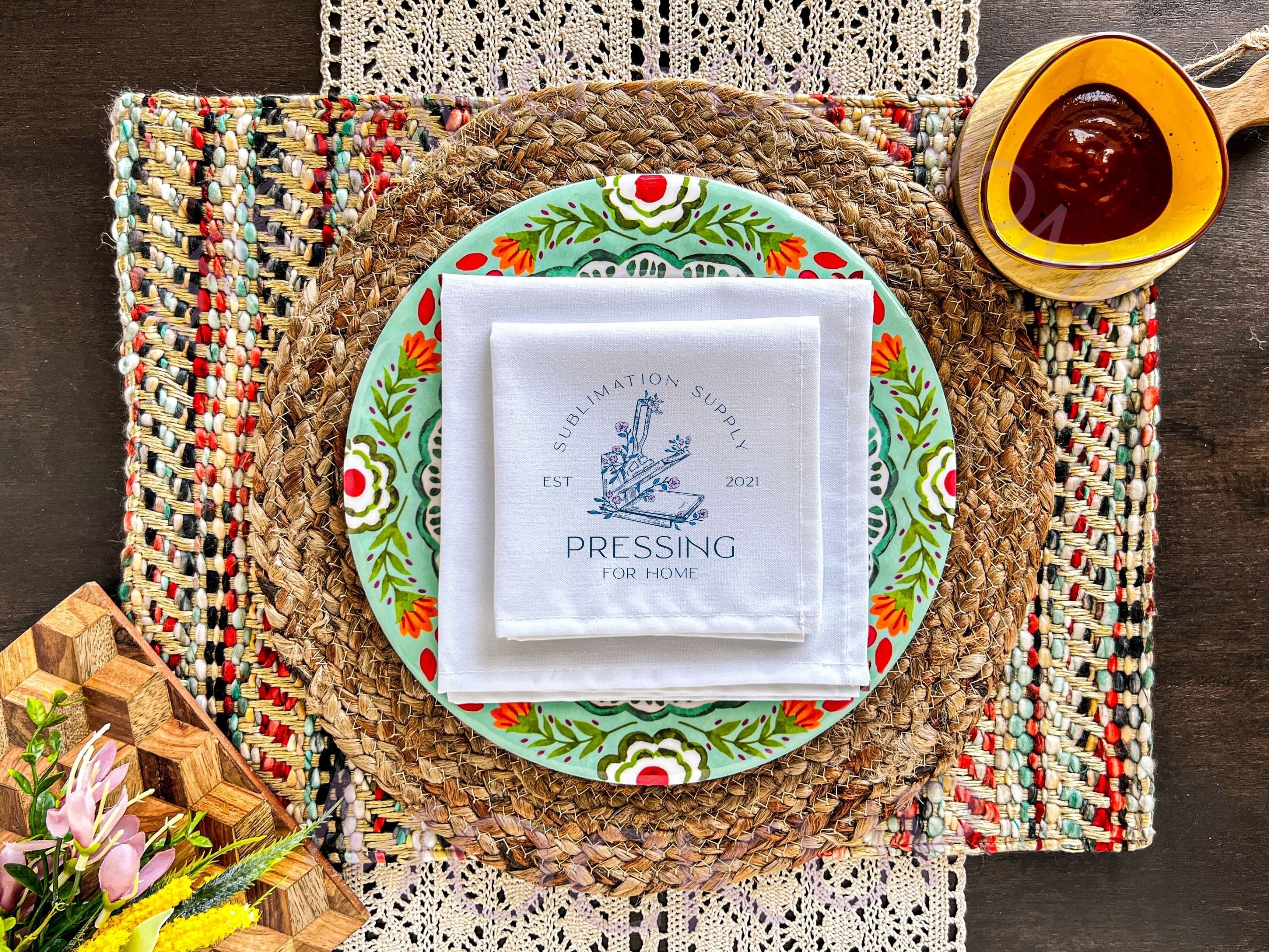 Spring Napkin Mockup, White Napkin Mockup, Beverage/cocktail Napkin