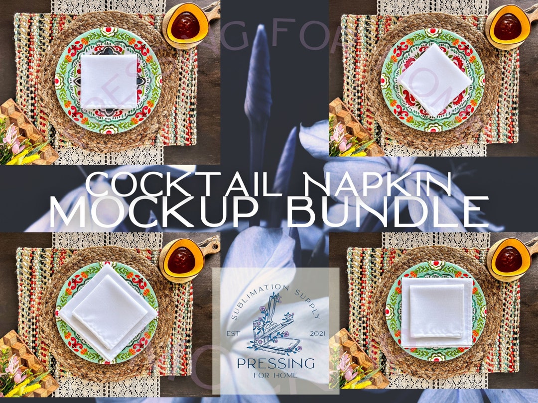 Spring Napkin Mockup, White Napkin Mockup, Beverage/cocktail Napkin